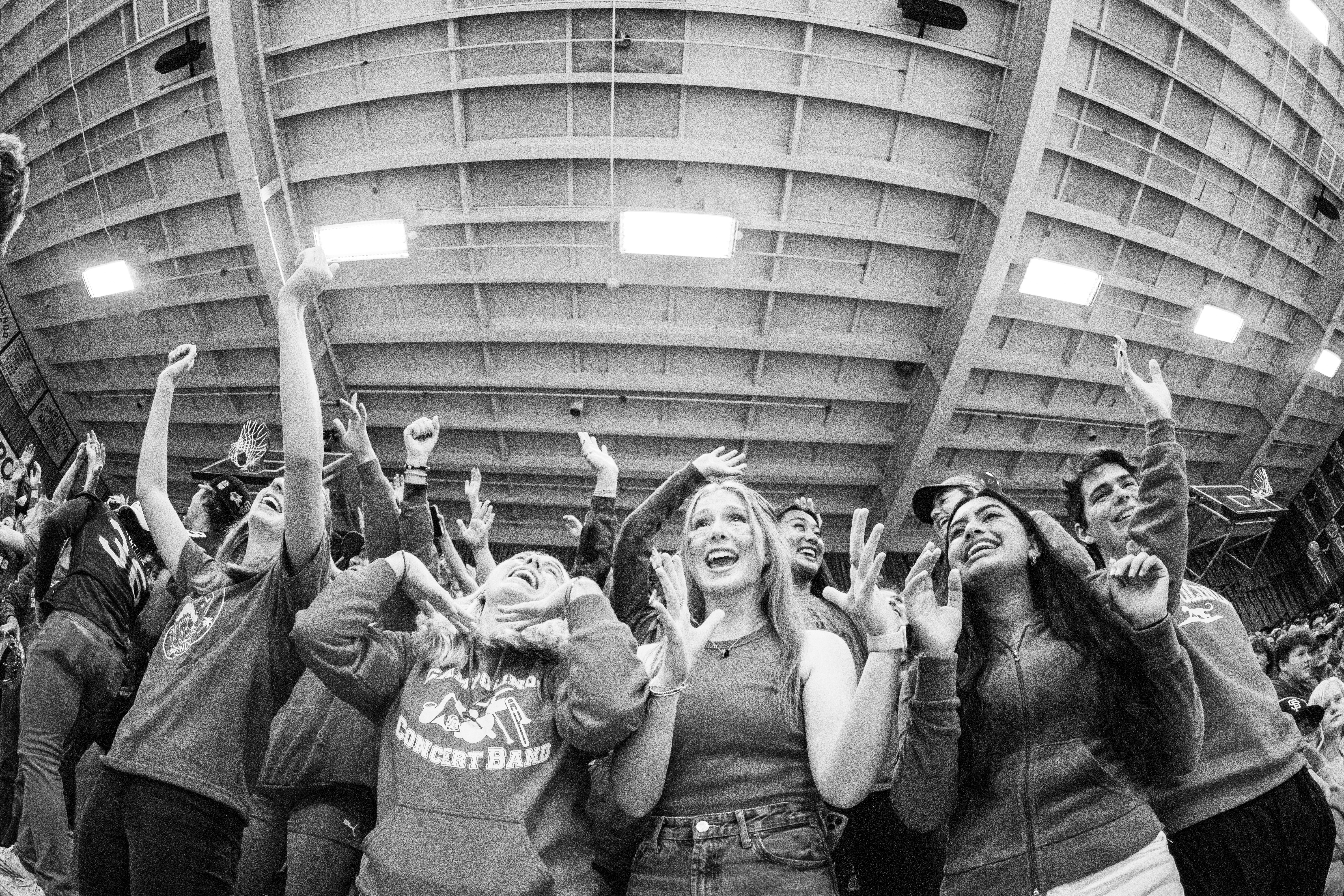 Crowd cheering at a sports event